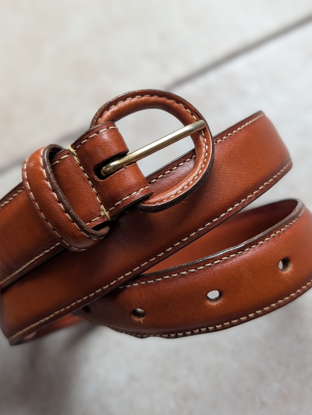 Vintage Dooney & Bourke Sierra Leather Belt 32 Cognac Brown USA